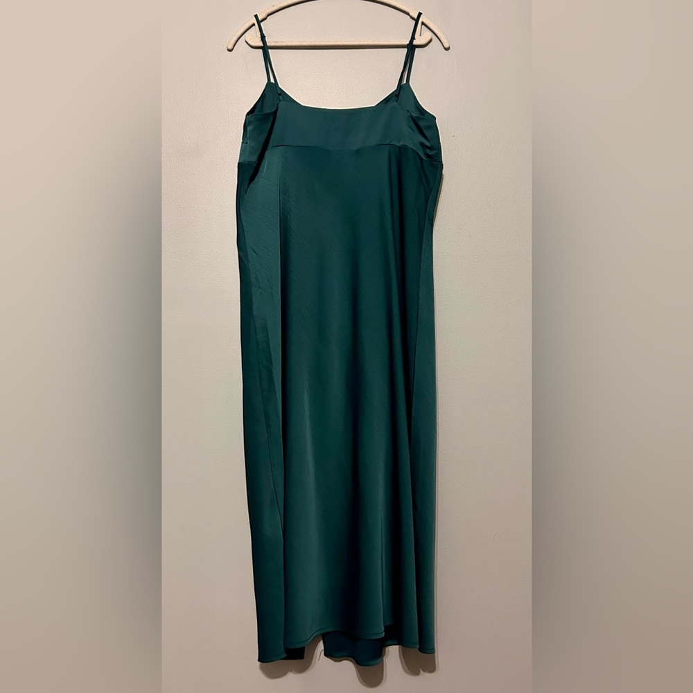 A New Day Emerald Green Slip Midi Dress Size M Satin Cami Dress - Picture 2 of 3